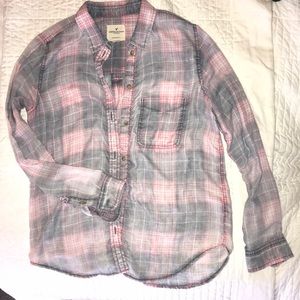 Plaid boy friend fit shirt